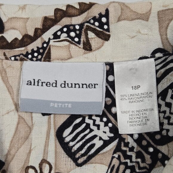 Alfred Dunner 18P Linen‎ Blend Blouse Boho Floral Cottagecore Button Shirt - Picture 7 of 12